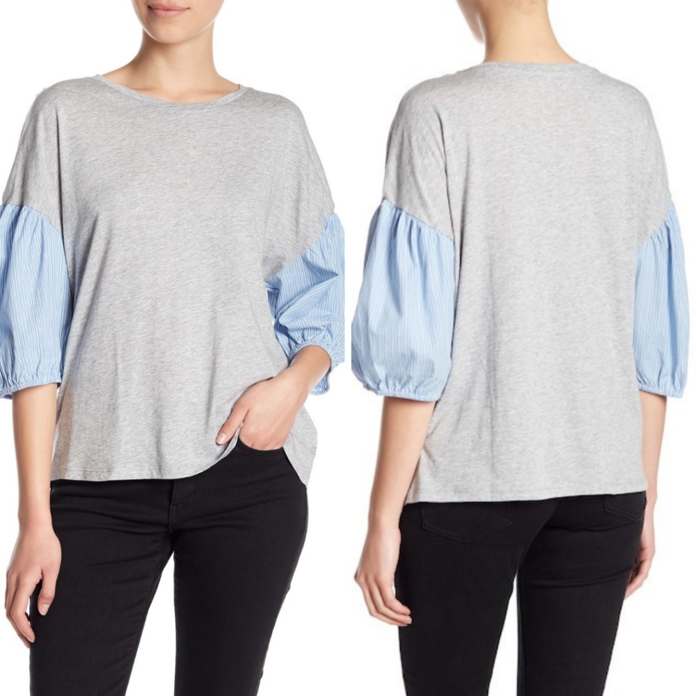 New Striped Puff Sleeve Tee
